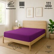 EXKLUSIV HEIMTEXTIL Jersey Spannbettlaken Premium 120 x 200 cm Lila 100% Baumwolle Öko - Tex Zertifiziert Bed-Sheet Bettlaken Spannbetttuch Topper Leinentuch