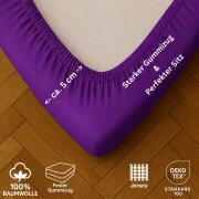 EXKLUSIV HEIMTEXTIL Jersey Spannbettlaken Premium 120 x 200 cm Lila 100% Baumwolle Öko - Tex Zertifiziert Bed-Sheet Bettlaken Spannbetttuch Topper Leinentuch