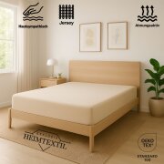 EXKLUSIV HEIMTEXTIL Jersey Spannbettlaken Premium 120 x 200 cm Naturweiss 100% Baumwolle Öko - Tex Zertifiziert Bed-Sheet Bettlaken Spannbetttuch Topper Leinentuch