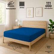 EXKLUSIV HEIMTEXTIL Jersey Spannbettlaken Premium 120 x 200 cm Royalblau 100% Baumwolle Öko - Tex Zertifiziert Bed-Sheet Bettlaken Spannbetttuch Topper Leinentuch