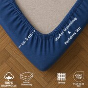 EXKLUSIV HEIMTEXTIL Jersey Spannbettlaken Premium 120 x 200 cm Royalblau 100% Baumwolle Öko - Tex Zertifiziert Bed-Sheet Bettlaken Spannbetttuch Topper Leinentuch