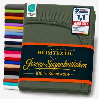 EXKLUSIV HEIMTEXTIL Jersey Spannbettlaken Premium 180 - 200 x 200 cm Dunkelgrün