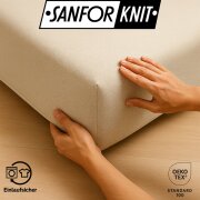 EXKLUSIV HEIMTEXTIL Jersey Spannbettlaken Premium 200 x 220 cm Naturweiss 100% Baumwolle Öko - Tex Zertifiziert Bed-Sheet Bettlaken Spannbetttuch Topper Leinentuch