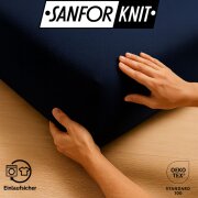EXKLUSIV HEIMTEXTIL Jersey Spannbettlaken Premium 200 x 220 cm Navyblau 100% Baumwolle Öko - Tex Zertifiziert Bed-Sheet Bettlaken Spannbetttuch Topper Leinentuch