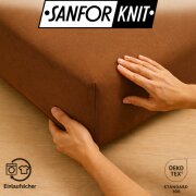 EXKLUSIV HEIMTEXTIL Jersey Spannbettlaken Premium 200 x 220 cm Schokobraun 100% Baumwolle Öko - Tex Zertifiziert Bed-Sheet Bettlaken Spannbetttuch Topper Leinentuch