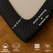 EXKLUSIV HEIMTEXTIL Jersey Spannbettlaken Premium 200 x 220 cm Schwarz 100% Baumwolle Öko - Tex Zertifiziert Bed-Sheet Bettlaken Spannbetttuch Topper Leinentuch
