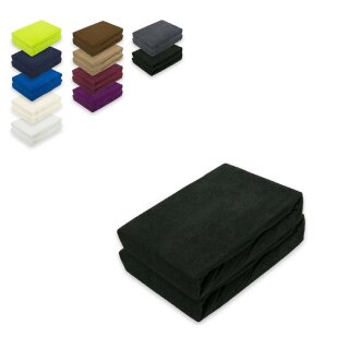Frottee Spannbettlaken Doppelpack 120 x 200 cm Schwarz