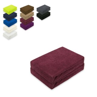 Frottee Spannbettlaken Doppelpack 200 x 220 cm Bordeaux