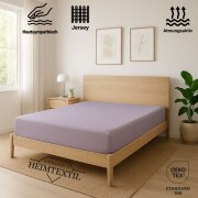 EXKLUSIV HEIMTEXTIL Marke Jersey Spannbettlaken 180 x 200 cm Flieder 100% Baumwolle Öko - Tex Zertifiziert Bed-Sheet Bettlaken Spannbetttuch Topper Leinentuch