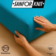 EXKLUSIV HEIMTEXTIL Marke Jersey Spannbettlaken 200 x 220 cm Türkis 100% Baumwolle Öko - Tex Zertifiziert Bed-Sheet Bettlaken Spannbetttuch Topper Leinentuch