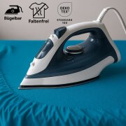 EXKLUSIV HEIMTEXTIL Marke Jersey Spannbettlaken 200 x 220 cm Türkis 100% Baumwolle Öko - Tex Zertifiziert Bed-Sheet Bettlaken Spannbetttuch Topper Leinentuch