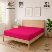 EXKLUSIV HEIMTEXTIL Marke Jersey Spannbettlaken 90 x 200 cm Pink 100% Baumwolle Öko - Tex Zertifiziert Bed-Sheet Bettlaken Spannbetttuch Topper Leinentuch