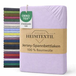 EXKLUSIV HEIMTEXTIL Marke Jersey Spannbettlaken 90 x 200 cm Flieder 100% Baumwolle Öko - Tex Zertifiziert Bed-Sheet Bettlaken Spannbetttuch Topper Leinentuch