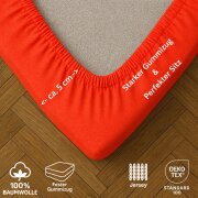EXKLUSIV HEIMTEXTIL Jersey Spannbettlaken Premium 120 x 200 cm Rot 100% Baumwolle Öko - Tex Zertifiziert Bed-Sheet Bettlaken Spannbetttuch Topper Leinentuch
