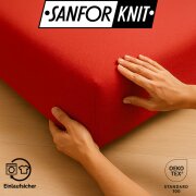 EXKLUSIV HEIMTEXTIL Jersey Spannbettlaken Premium 120 x 200 cm Rot 100% Baumwolle Öko - Tex Zertifiziert Bed-Sheet Bettlaken Spannbetttuch Topper Leinentuch