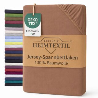 EXKLUSIV HEIMTEXTIL Jersey Spannbettlaken Premium 200 x 220 cm Nougat 100% Baumwolle Öko - Tex Zertifiziert Bed-Sheet Bettlaken Spannbetttuch Topper Leinentuch