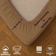 EXKLUSIV HEIMTEXTIL Jersey Spannbettlaken Premium 200 x 220 cm Nougat 100% Baumwolle Öko - Tex Zertifiziert Bed-Sheet Bettlaken Spannbetttuch Topper Leinentuch