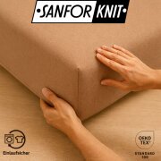 EXKLUSIV HEIMTEXTIL Jersey Spannbettlaken Premium 200 x 220 cm Nougat 100% Baumwolle Öko - Tex Zertifiziert Bed-Sheet Bettlaken Spannbetttuch Topper Leinentuch