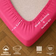 EXKLUSIV HEIMTEXTIL Jersey Spannbettlaken Premium 200 x 220 cm Pink 100% Baumwolle Öko - Tex Zertifiziert Bed-Sheet Bettlaken Spannbetttuch Topper Leinentuch