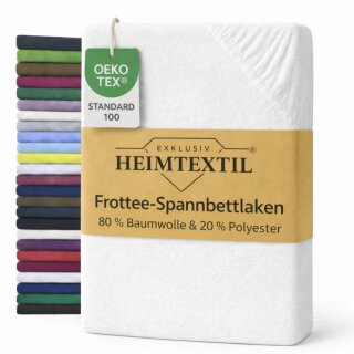 EXKLUSIV HEIMTEXTIL Frottee Spannbettlaken Rundumgummizug Marke 120 x 200 cm Weiss 80% Baumwolle 20% Polyester  Öko - Tex Zertifiziert Bed-Sheet Bettlaken Spannbetttuch Topper Leinentuch