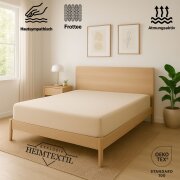 EXKLUSIV HEIMTEXTIL Frottee Spannbettlaken Rundumgummizug Marke 200 x 220 cm Naturweiss 80% Baumwolle 20% Polyester  Öko - Tex Zertifiziert Bed-Sheet Bettlaken Spannbetttuch Topper Leinentuch