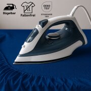 EXKLUSIV HEIMTEXTIL Frottee Spannbettlaken Rundumgummizug Marke 200 x 220 cm Royalblau 80% Baumwolle 20% Polyester  Öko - Tex Zertifiziert Bed-Sheet Bettlaken Spannbetttuch Topper Leinentuch