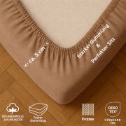 EXKLUSIV HEIMTEXTIL Frottee Spannbettlaken Rundumgummizug Marke 200 x 220 cm Sand 80% Baumwolle 20% Polyester  Öko - Tex Zertifiziert Bed-Sheet Bettlaken Spannbetttuch Topper Leinentuch