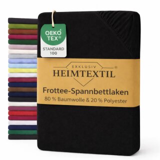 EXKLUSIV HEIMTEXTIL Frottee Spannbettlaken Rundumgummizug Marke 200 x 220 cm Schwarz 80% Baumwolle 20% Polyester  Öko - Tex Zertifiziert Bed-Sheet Bettlaken Spannbetttuch Topper Leinentuch