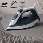 EXKLUSIV HEIMTEXTIL Frottee Spannbettlaken Rundumgummizug Marke 200 x 220 cm Silber 80% Baumwolle 20% Polyester  Öko - Tex Zertifiziert Bed-Sheet Bettlaken Spannbetttuch Topper Leinentuch