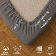 EXKLUSIV HEIMTEXTIL Jersey Spannbettlaken Deluxe 200 x 220 cm Grau 160 GSM, 100% Baumwolle Öko - Tex Zertifiziert Bed-Sheet Bettlaken Spannbetttuch Topper Leinentuch