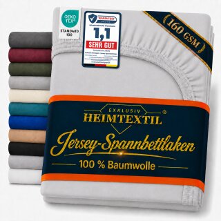 Jersey Spannbettlaken Deluxe 200 x 220 cm Silber