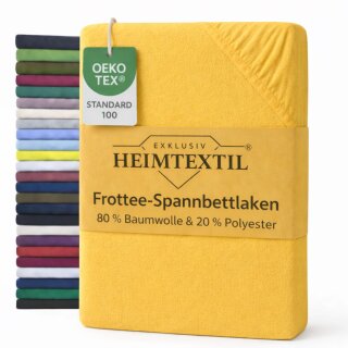 EXKLUSIV HEIMTEXTIL Frottee Spannbettlaken Rundumgummizug Marke 70 x 140 cm Gelb 80% Baumwolle 20% Polyester  Öko - Tex Zertifiziert Bed-Sheet Bettlaken Spannbetttuch Topper Leinentuch