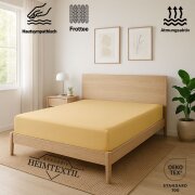 EXKLUSIV HEIMTEXTIL Frottee Spannbettlaken Rundumgummizug Marke 180 x 200 cm Gelb 80% Baumwolle 20% Polyester  Öko - Tex Zertifiziert Bed-Sheet Bettlaken Spannbetttuch Topper Leinentuch