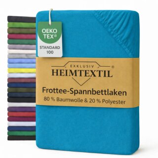EXKLUSIV HEIMTEXTIL Frottee Spannbettlaken Premium 180 - 200 x 200 cm Türkis 80% Baumwolle 20% Polyester  Öko - Tex Zertifiziert Bed-Sheet Bettlaken Spannbetttuch