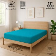 EXKLUSIV HEIMTEXTIL Frottee Spannbettlaken Premium 180 - 200 x 200 cm Türkis 80% Baumwolle 20% Polyester  Öko - Tex Zertifiziert Bed-Sheet Bettlaken Spannbetttuch