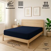EXKLUSIV HEIMTEXTIL Frottee Spannbettlaken Premium 200 x 220 cm Navyblau 80% Baumwolle 20% Polyester  Öko - Tex Zertifiziert Bed-Sheet Bettlaken Spannbetttuch