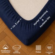 EXKLUSIV HEIMTEXTIL Frottee Spannbettlaken Premium 200 x 220 cm Navyblau 80% Baumwolle 20% Polyester  Öko - Tex Zertifiziert Bed-Sheet Bettlaken Spannbetttuch