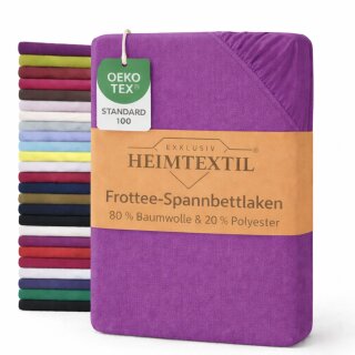 EXKLUSIV HEIMTEXTIL Frottee Spannbettlaken Rundumgummizug Marke 70 x 140 cm Lila 80% Baumwolle 20% Polyester  Öko - Tex Zertifiziert Bed-Sheet Bettlaken Spannbetttuch Topper Leinentuch