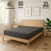 EXKLUSIV HEIMTEXTIL Frottee Spannbettlaken Rundumgummizug Marke 90 x 200 cm Grau 80% Baumwolle 20% Polyester  Öko - Tex Zertifiziert Bed-Sheet Bettlaken Spannbetttuch Topper Leinentuch