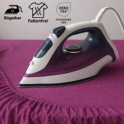 EXKLUSIV HEIMTEXTIL Frottee Spannbettlaken Rundumgummizug Marke 140 x 200 cm Lila 80% Baumwolle 20% Polyester  Öko - Tex Zertifiziert Bed-Sheet Bettlaken Spannbetttuch Topper Leinentuch
