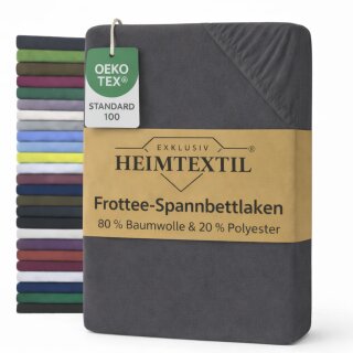 EXKLUSIV HEIMTEXTIL Frottee Spannbettlaken Rundumgummizug Marke 180 x 200 cm Grau 80% Baumwolle 20% Polyester  Öko - Tex Zertifiziert Bed-Sheet Bettlaken Spannbetttuch Topper Leinentuch