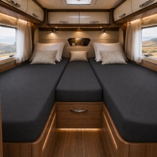 EXKLUSIV HEIMTEXTIL Jersey Spannbettlaken Set Wohnmobil Anthrazit