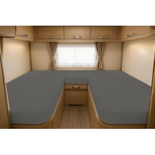 EXKLUSIV HEIMTEXTIL Spannbettlaken Wohnmobil – 180 g/m², 97% Baumwolle 3% Elasthan, Sanfor Knit, Rundumgummizug, waschbar bis 60°C, Bettlaken für Camper, Wohnwagen und Wohnmobil