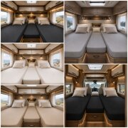 Jersey Spannbettlaken für Wohnmobile Heckbett 3-teilig 2 Längsbetten + 1 Mittelteil Anthrazit