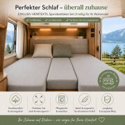 Jersey Spannbettlaken für Wohnmobile Heckbett 3-teilig 2 Längsbetten + 1 Mittelteil Naturweiß
