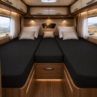 EXKLUSIV HEIMTEXTIL Jersey Spannbettlaken Set Wohnmobil Schwarz