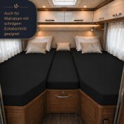 EXKLUSIV HEIMTEXTIL Jersey Spannbettlaken Set Wohnmobil Schwarz