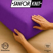 EXKLUSIV HEIMTEXTIL Frottee Spannbettlaken 200 x 220 cm Lila 80% Baumwolle 20% Polyester  Öko - Tex Zertifiziert Bed-Sheet Bettlaken Spannbetttuch Topper Leinentuch