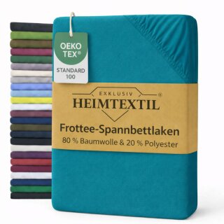 EXKLUSIV HEIMTEXTIL Frottee Spannbettlaken 200 x 220 cm Petrol 80% Baumwolle 20% Polyester  Öko - Tex Zertifiziert Bed-Sheet Bettlaken Spannbetttuch Topper Leinentuch