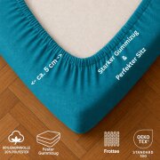 EXKLUSIV HEIMTEXTIL Frottee Spannbettlaken 200 x 220 cm Petrol 80% Baumwolle 20% Polyester  Öko - Tex Zertifiziert Bed-Sheet Bettlaken Spannbetttuch Topper Leinentuch